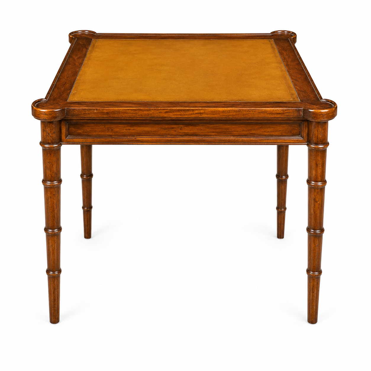 Vintage Faux Bamboo Game Table with leather inset- Available for Custom Lacquer