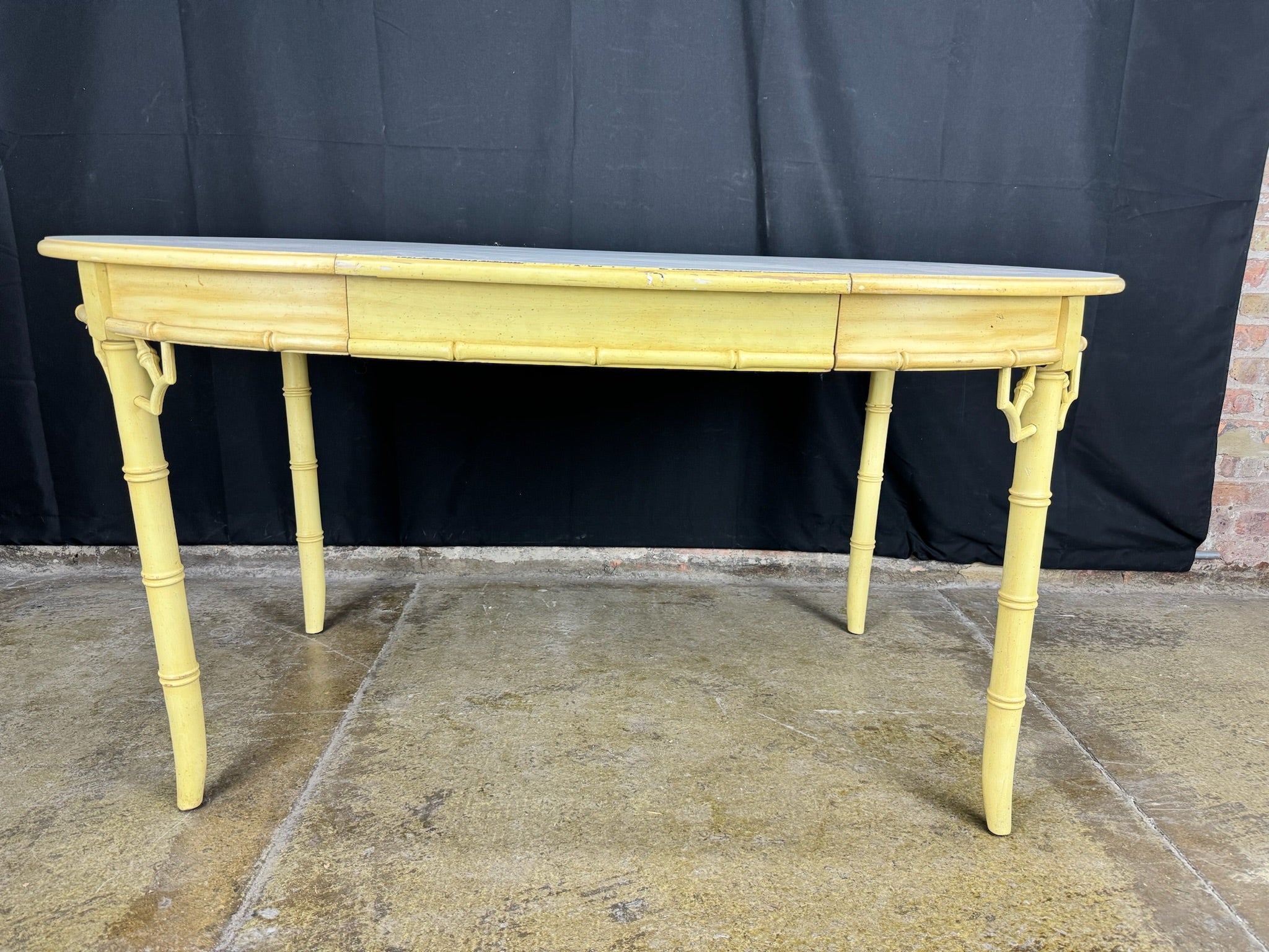 Vintage Thomasville Faux Bamboo Dining/Game Table with Leaf