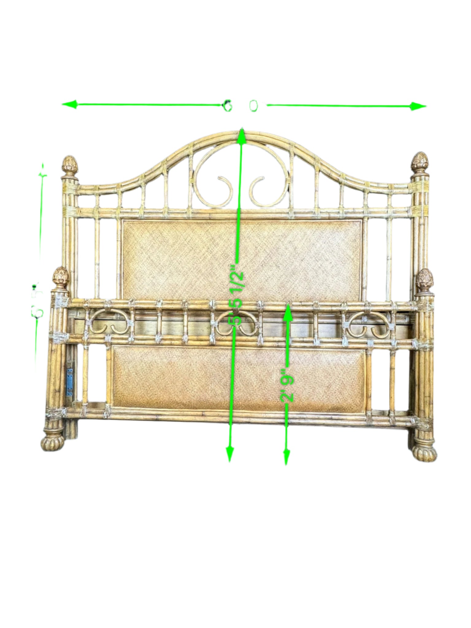 Bamboo and Rattan King Headboard and Footboard - Available for Custom Lacquer