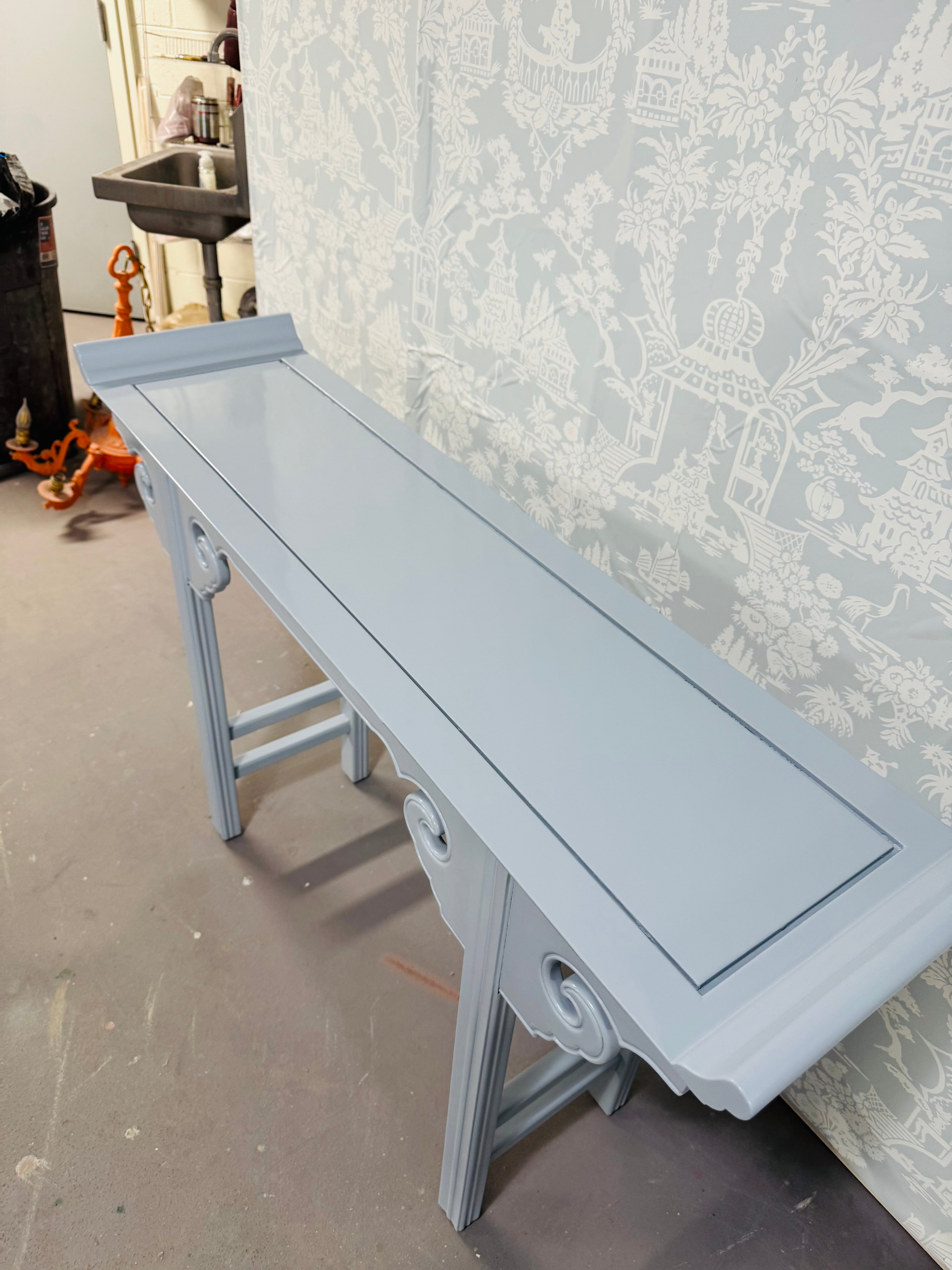 SOLD!! Blue - Grey Asian-Style Console Table - Ready to Ship!