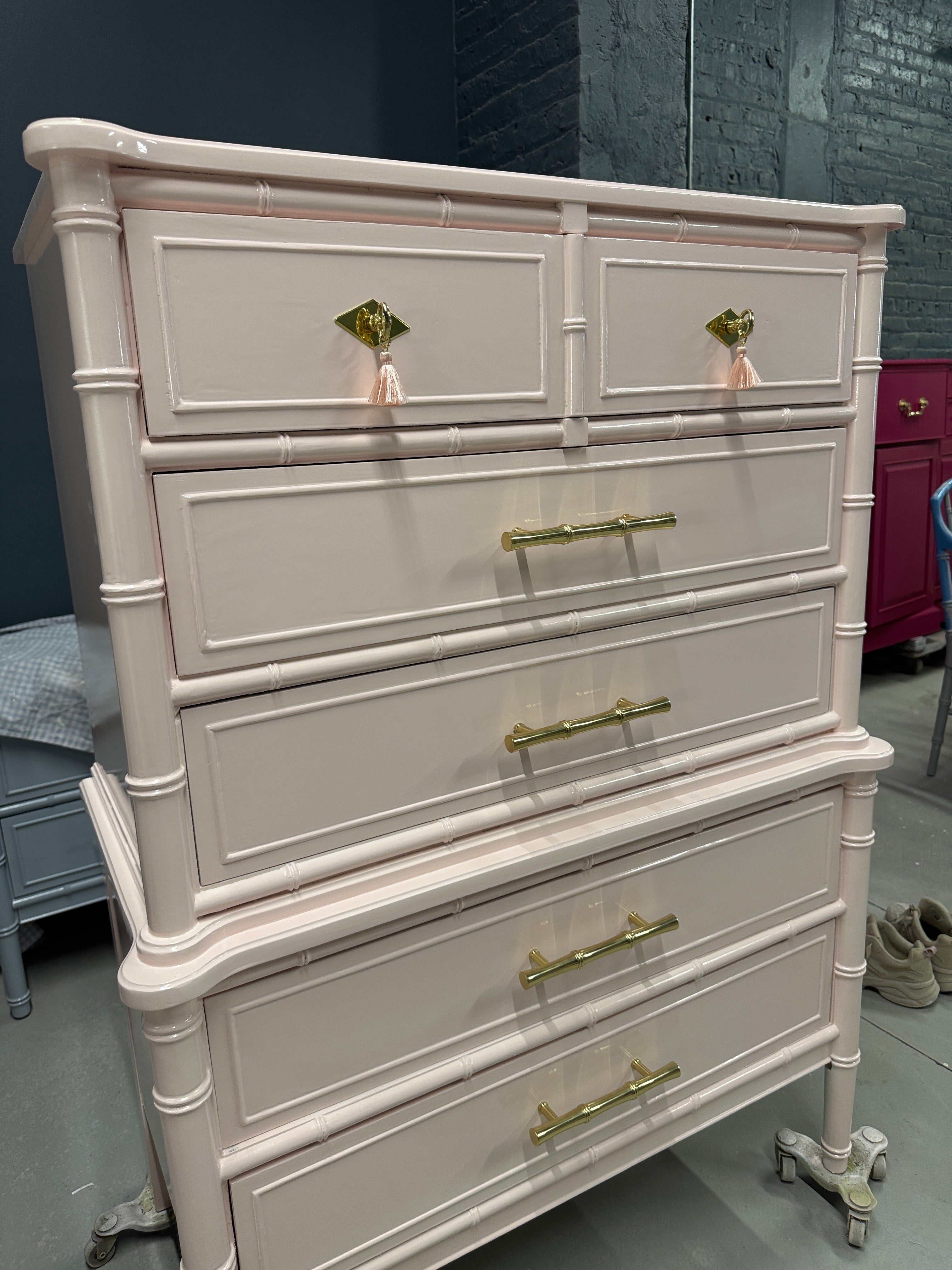 Henry Link Bali Hai Lacquered Highboy - Ready to Ship