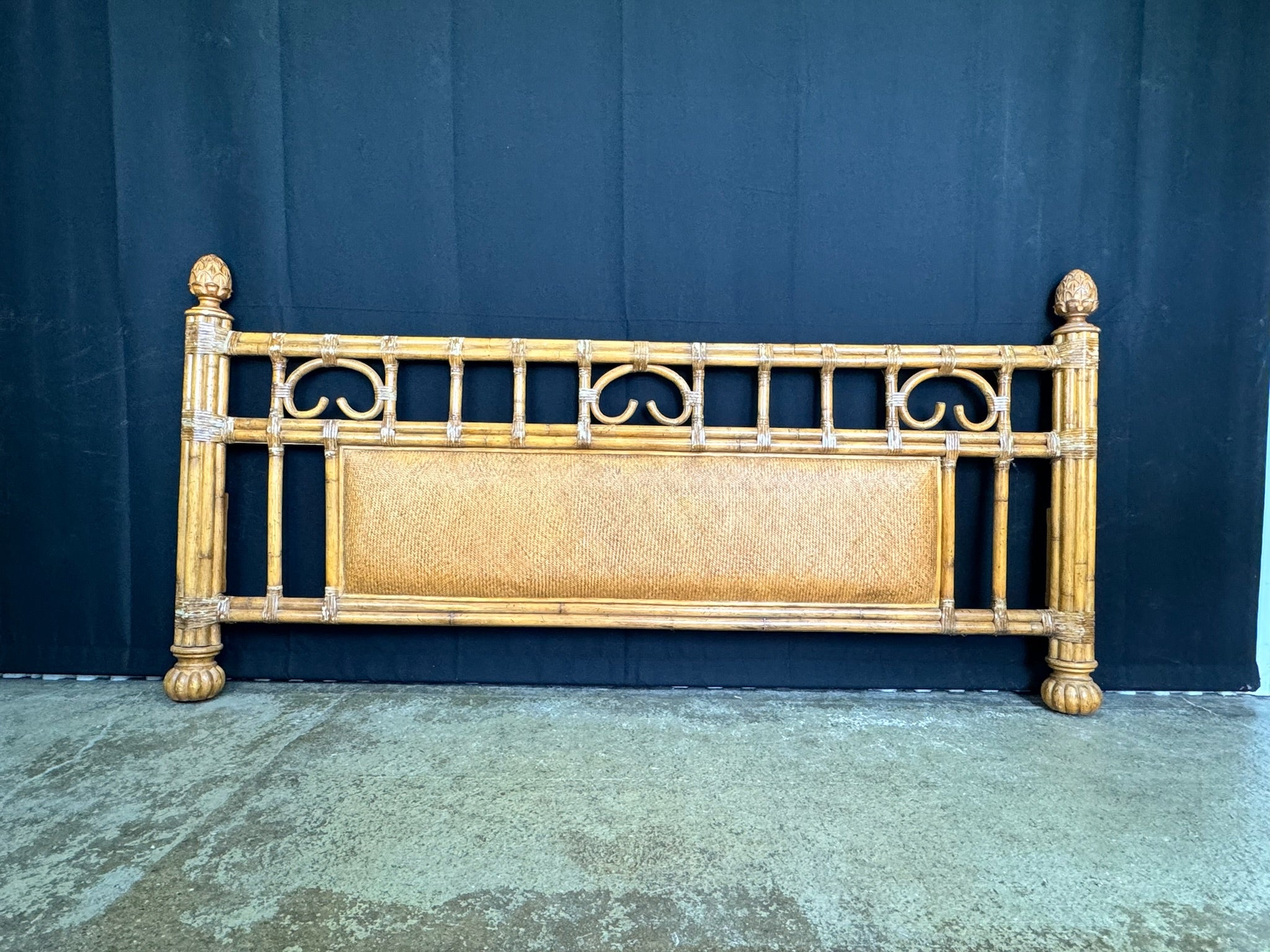Bamboo and Rattan King Headboard and Footboard - Available for Custom Lacquer