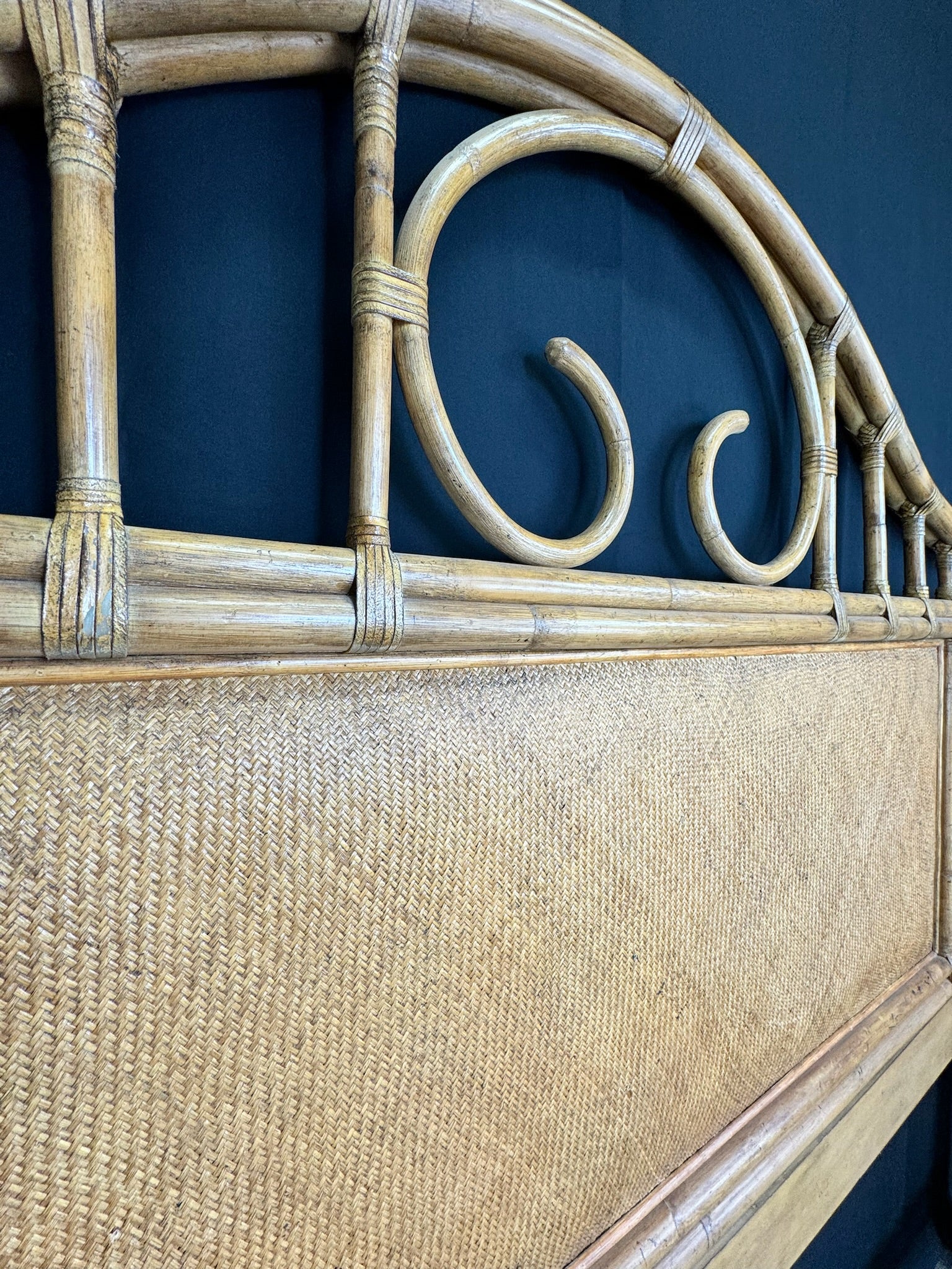 Bamboo and Rattan King Headboard and Footboard - Available for Custom Lacquer