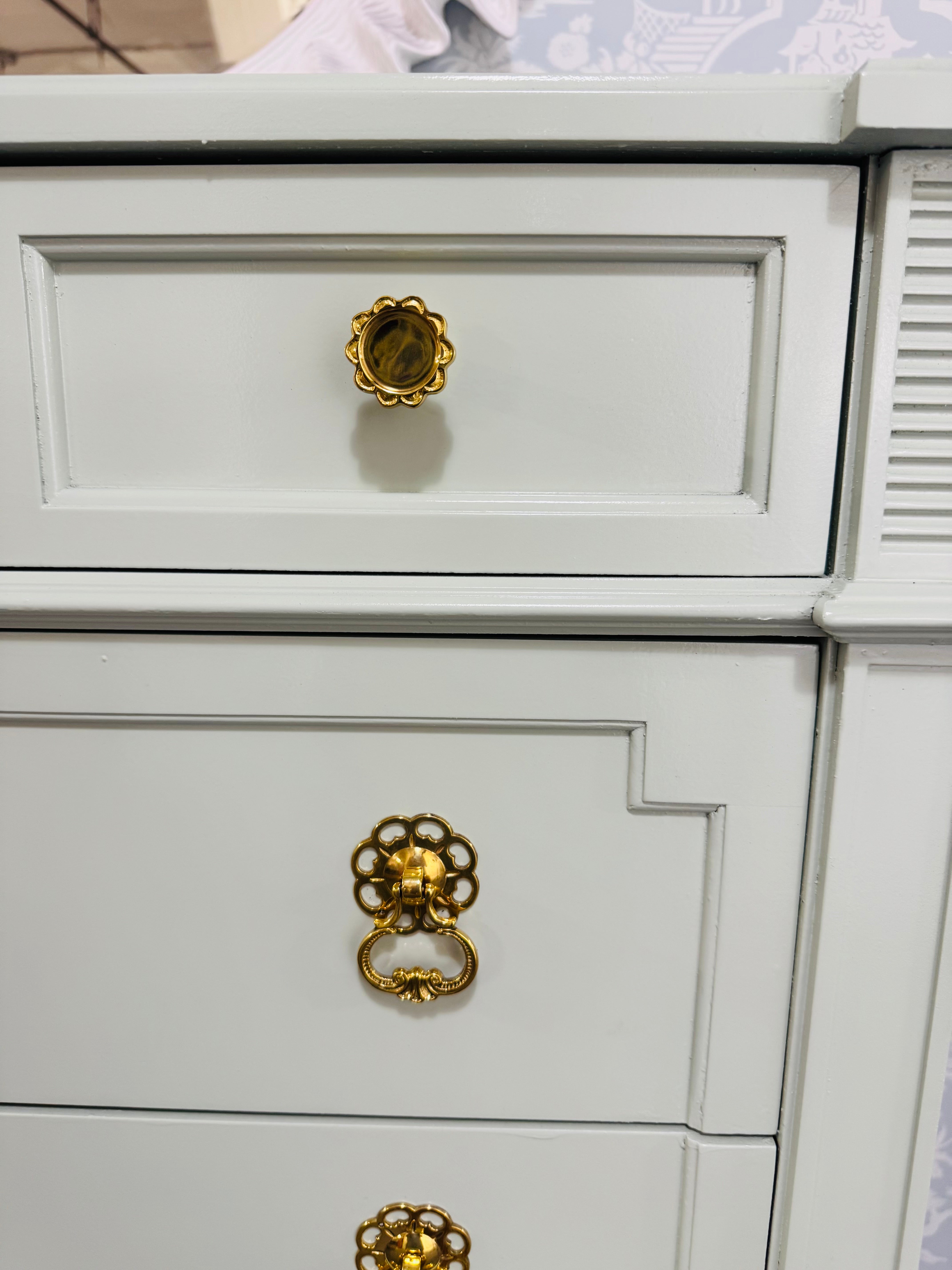 Drexel Highboy Dresser Lacquered in Mint Green