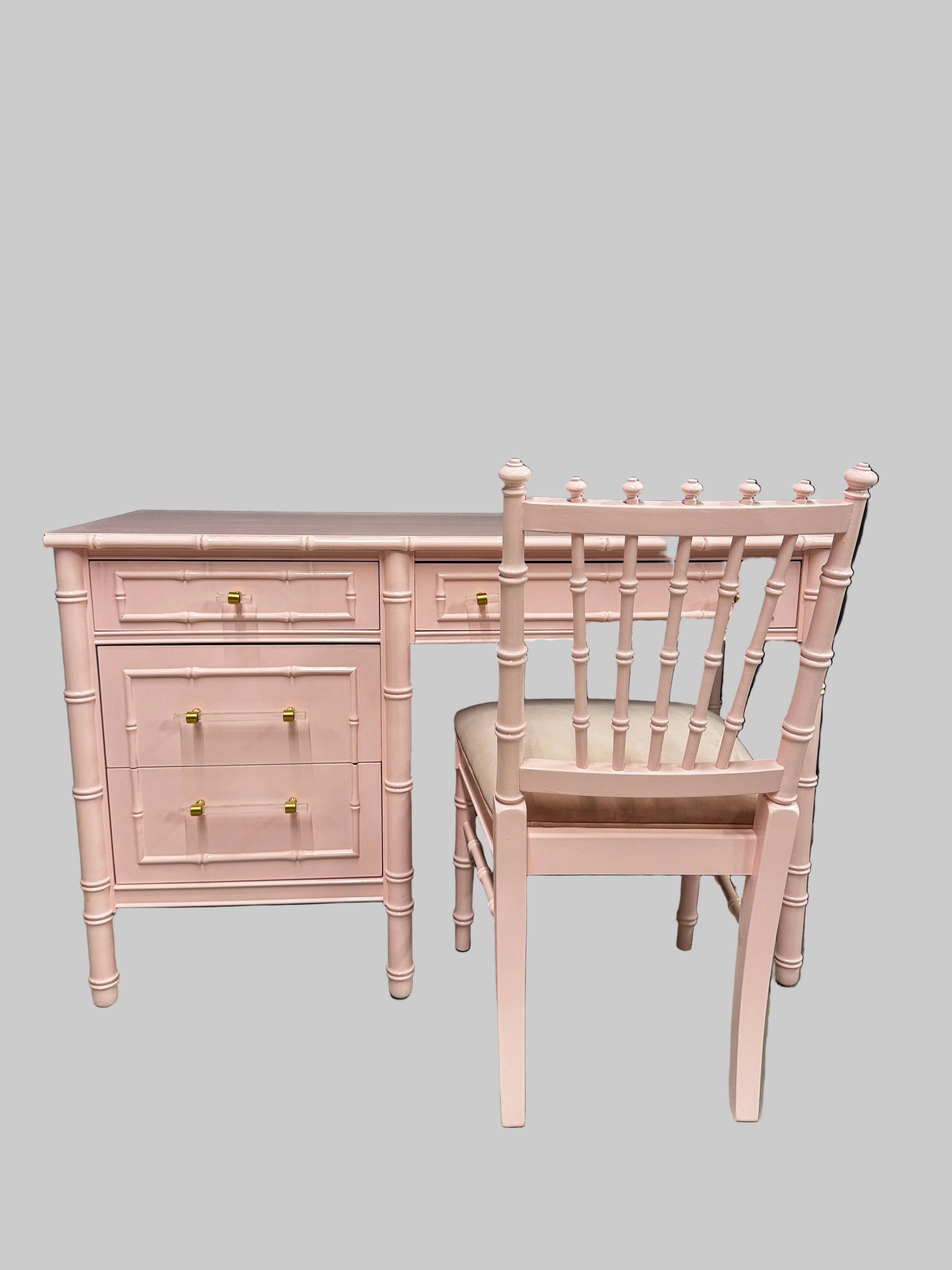 Sold! Rare Vintage Thomasville Faux Bamboo Desk & Chair - Ready to Ship!