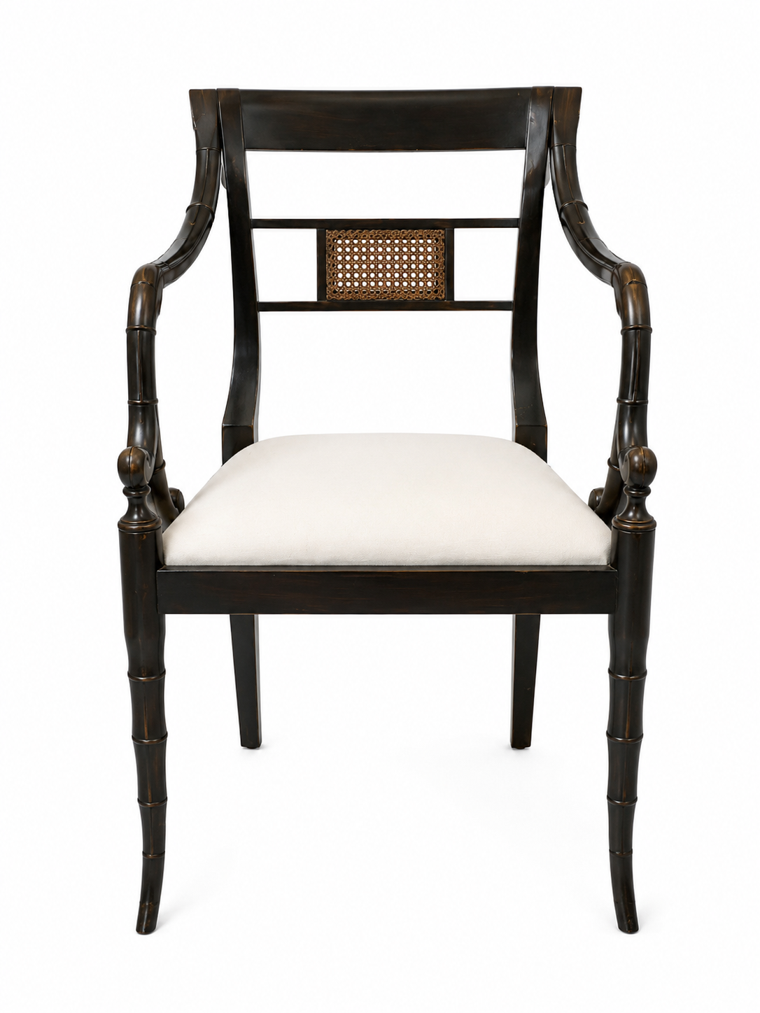 Elegant Wooden Armchair with Cane details- Available for Custom Lacquer