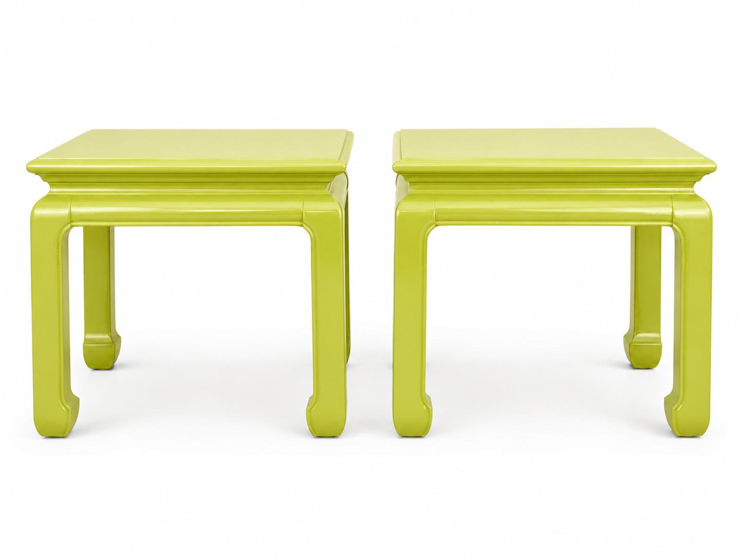 Sold! Pair of Ming-Style Tables Lacquered in High Gloss Chartreuse