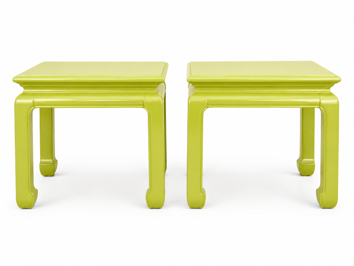 Sold! Pair of Ming-Style Tables Lacquered in High Gloss Chartreuse
