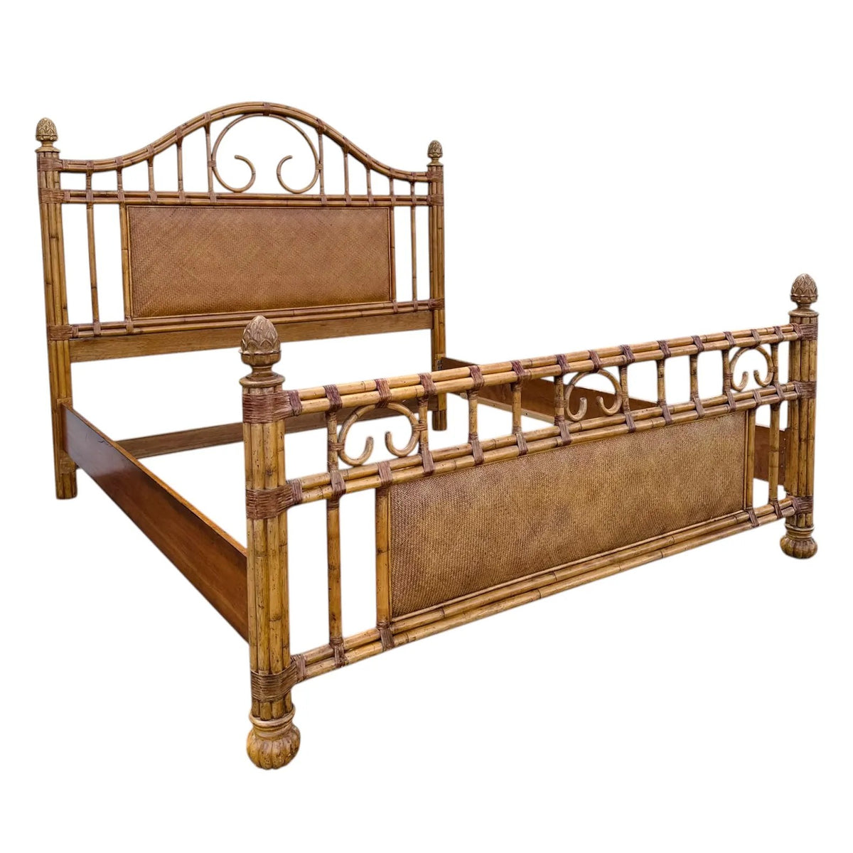 Bamboo and Rattan King Headboard and Footboard - Available for Custom Lacquer