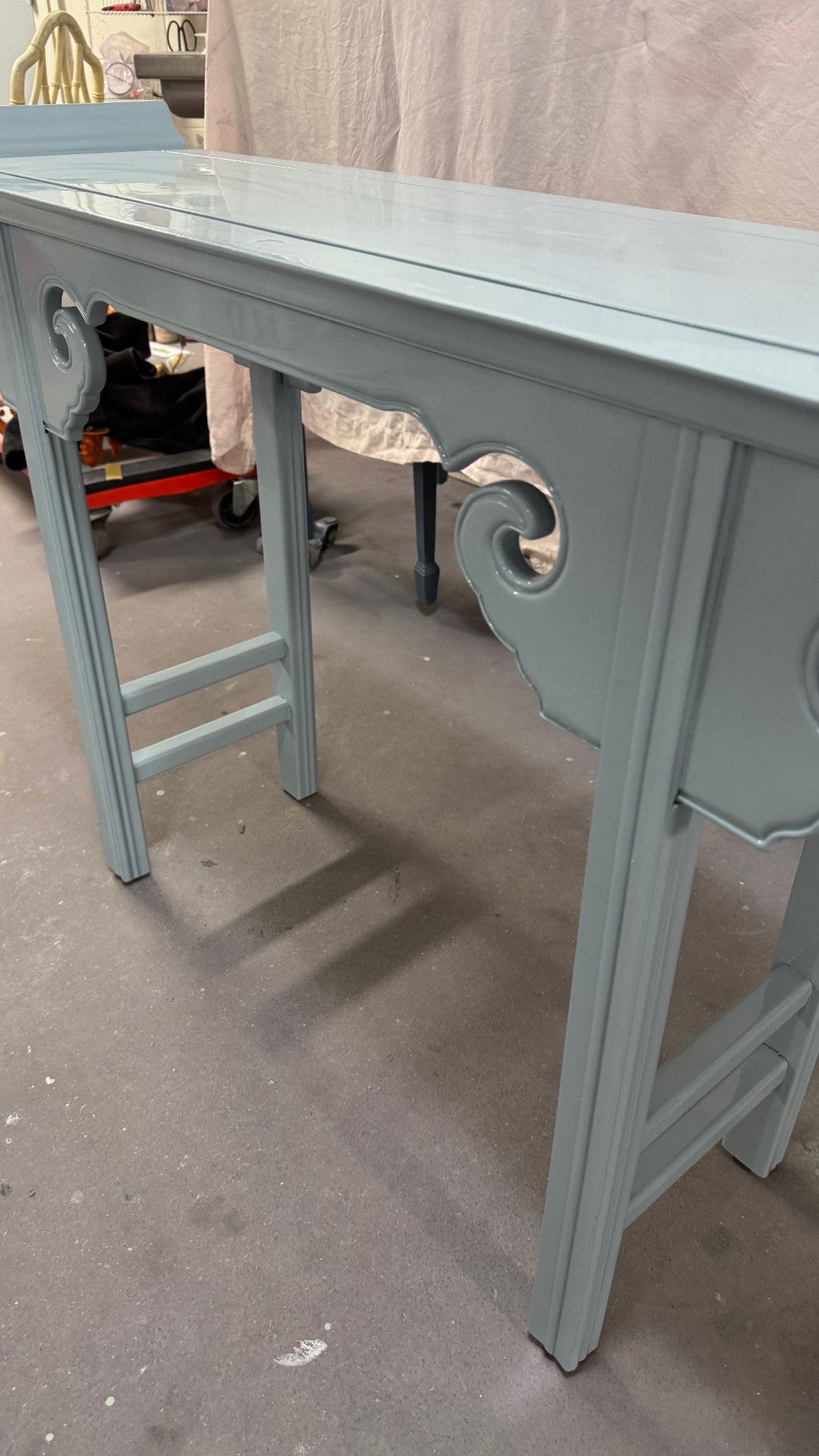 SOLD!! Blue - Grey Asian-Style Console Table - Ready to Ship!