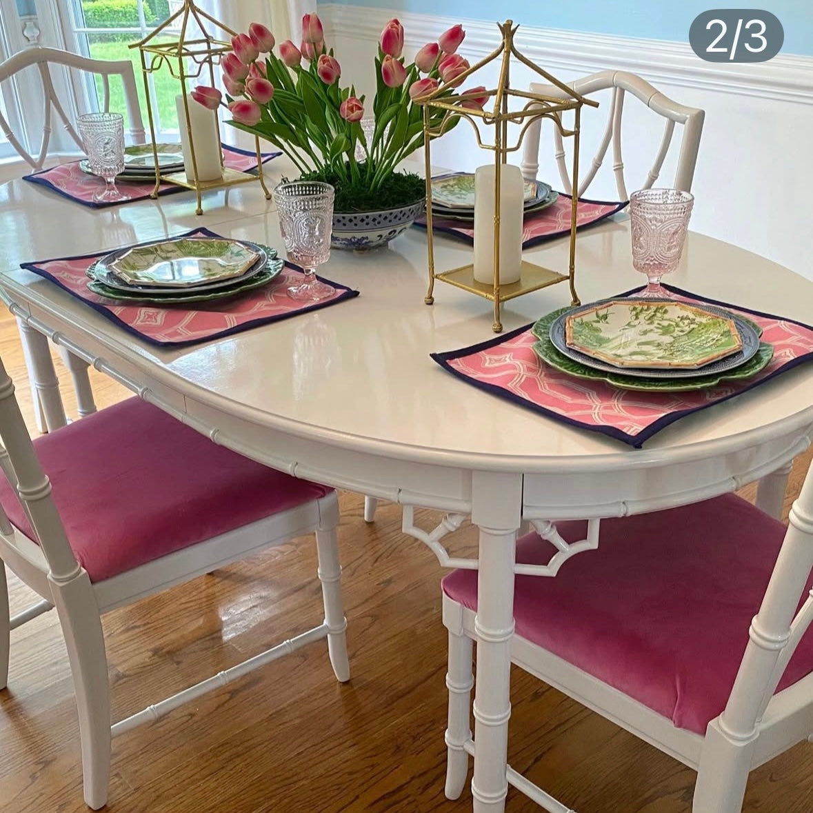 Vintage Thomasville Faux Bamboo Dining/Game Table with Leaf