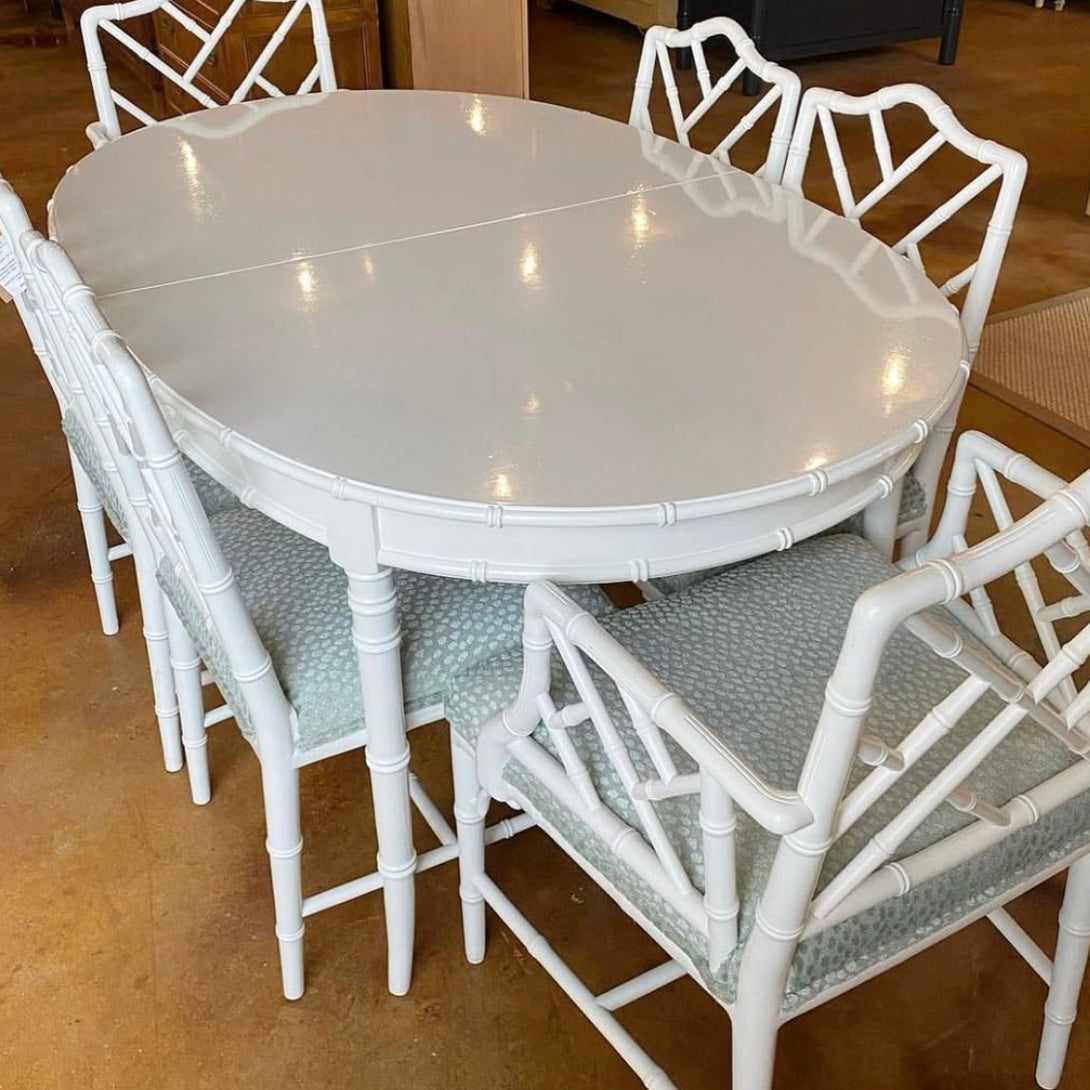 Vintage Thomasville Faux Bamboo Dining/Game Table with Leaf