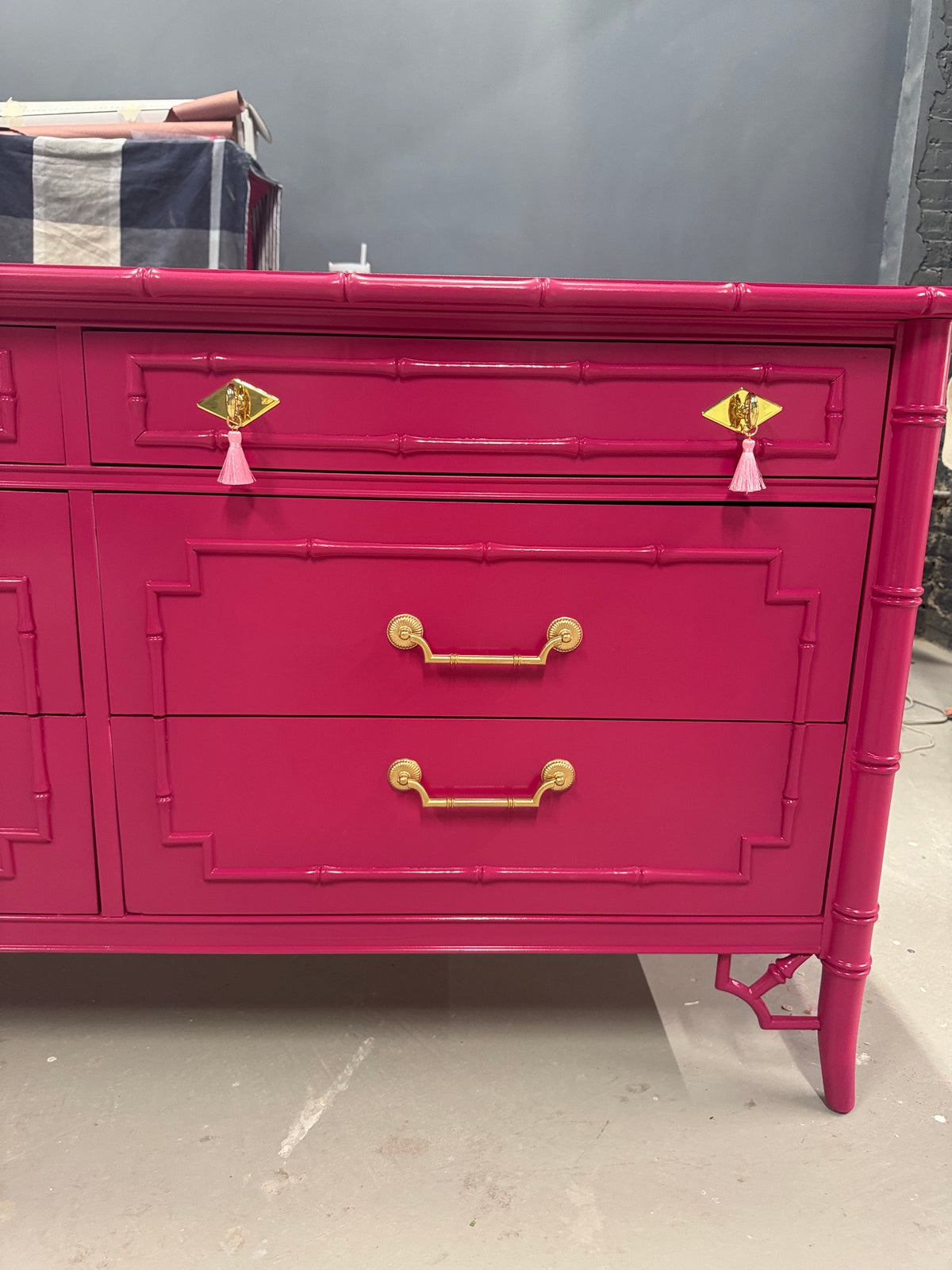 Rare 6 Drawer Dresser by Thomasville - Lacquered in High Gloss Pink