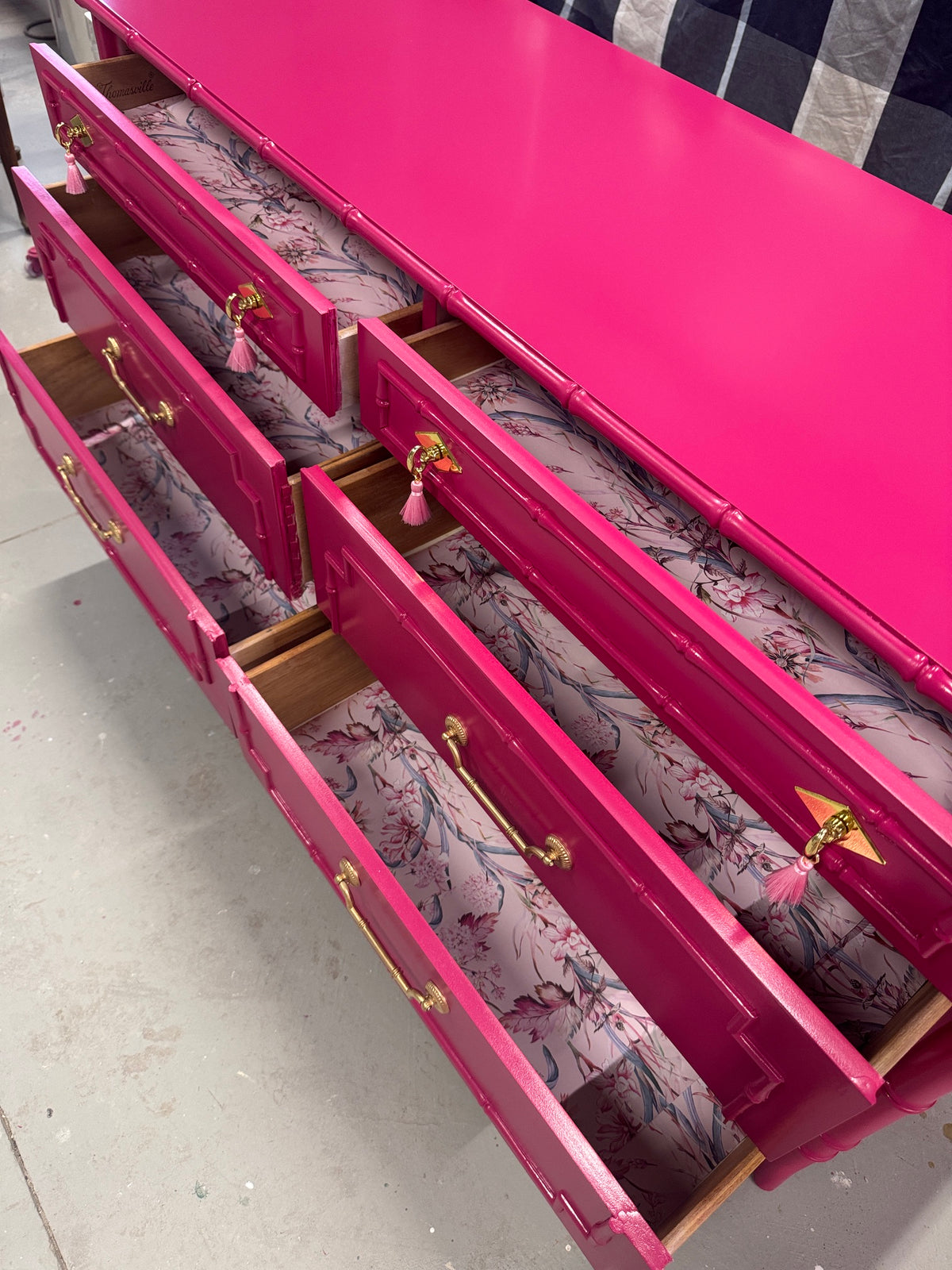 Rare 6 Drawer Dresser by Thomasville - Lacquered in High Gloss Pink