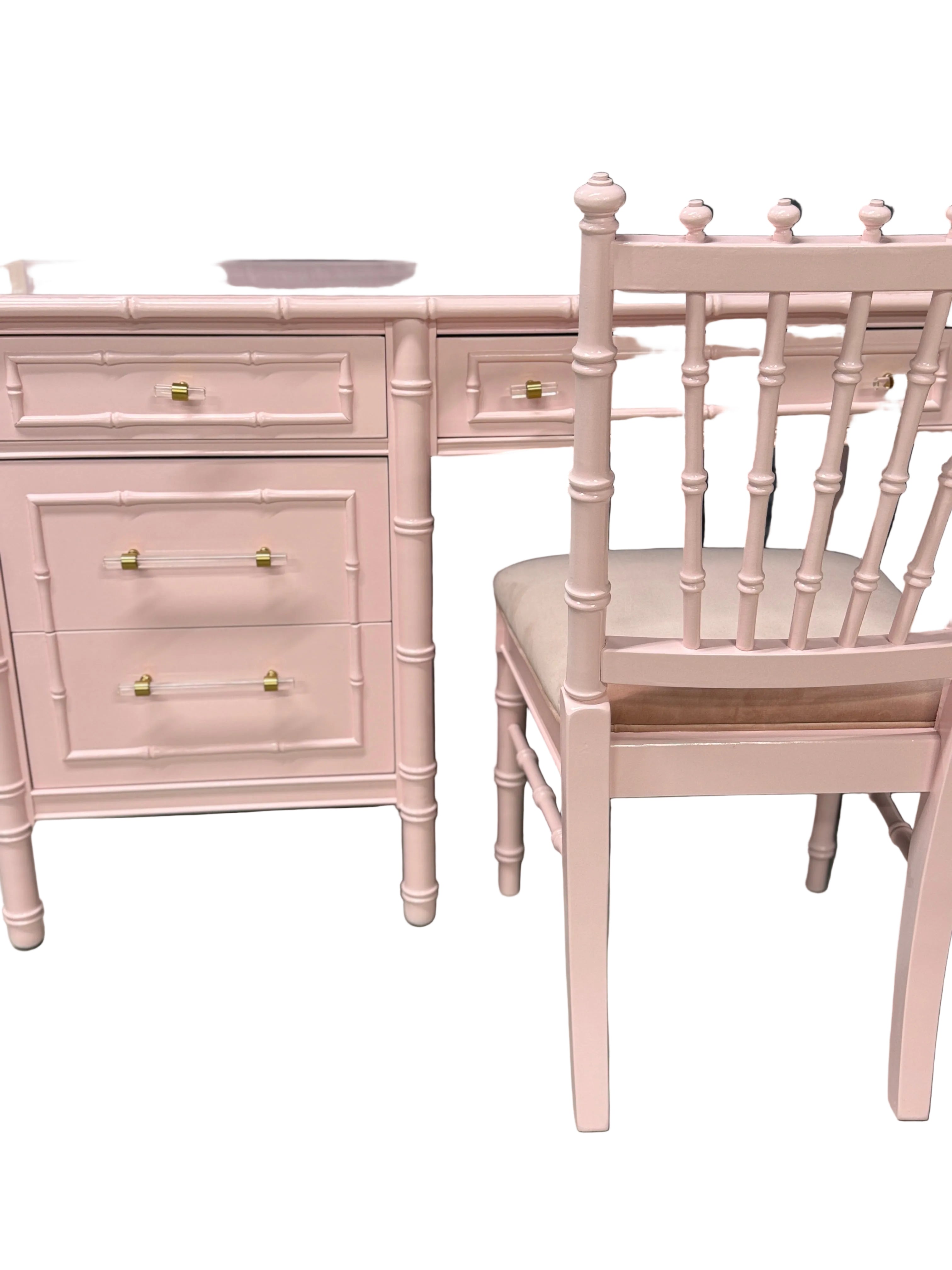 Rare Vintage Thomasville Faux Bamboo Desk & Chair - Ready to Ship!