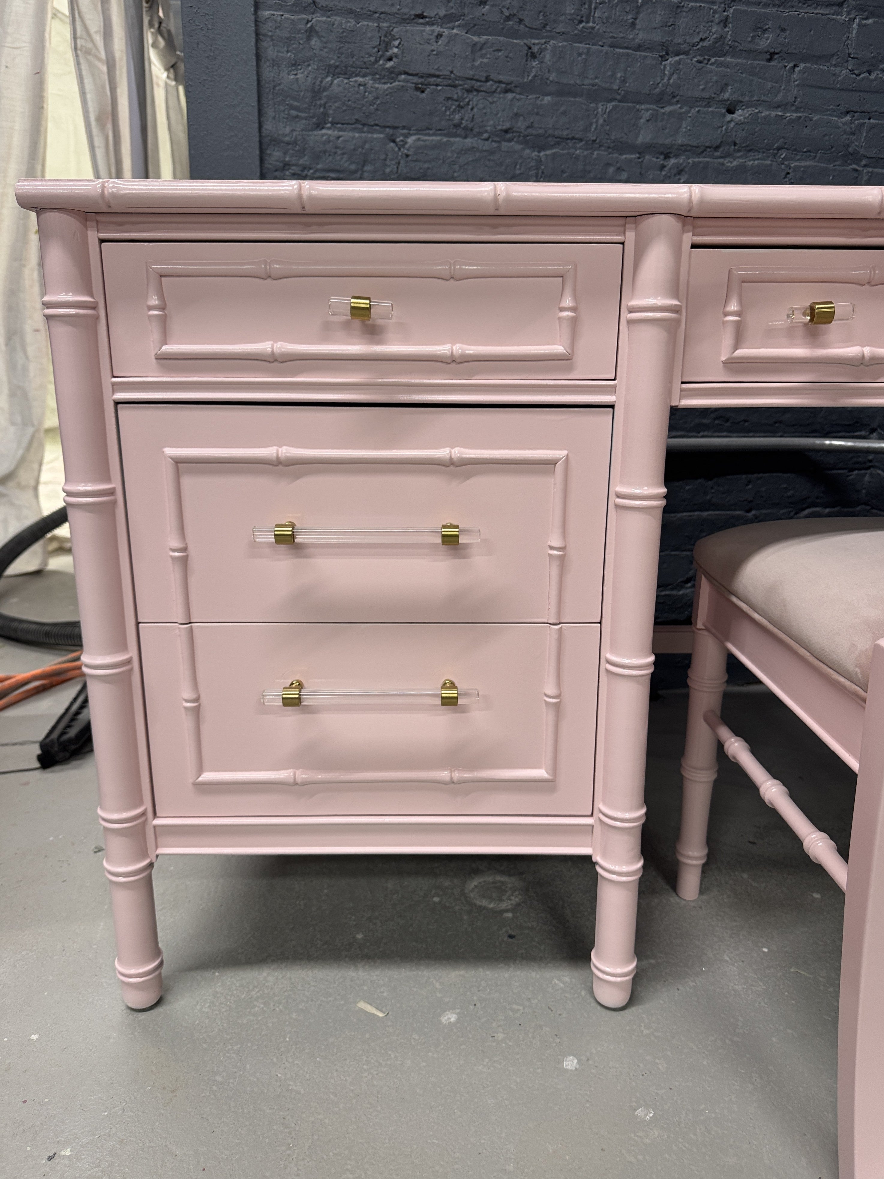 Rare Vintage Thomasville Faux Bamboo Desk & Chair - Ready to Ship!