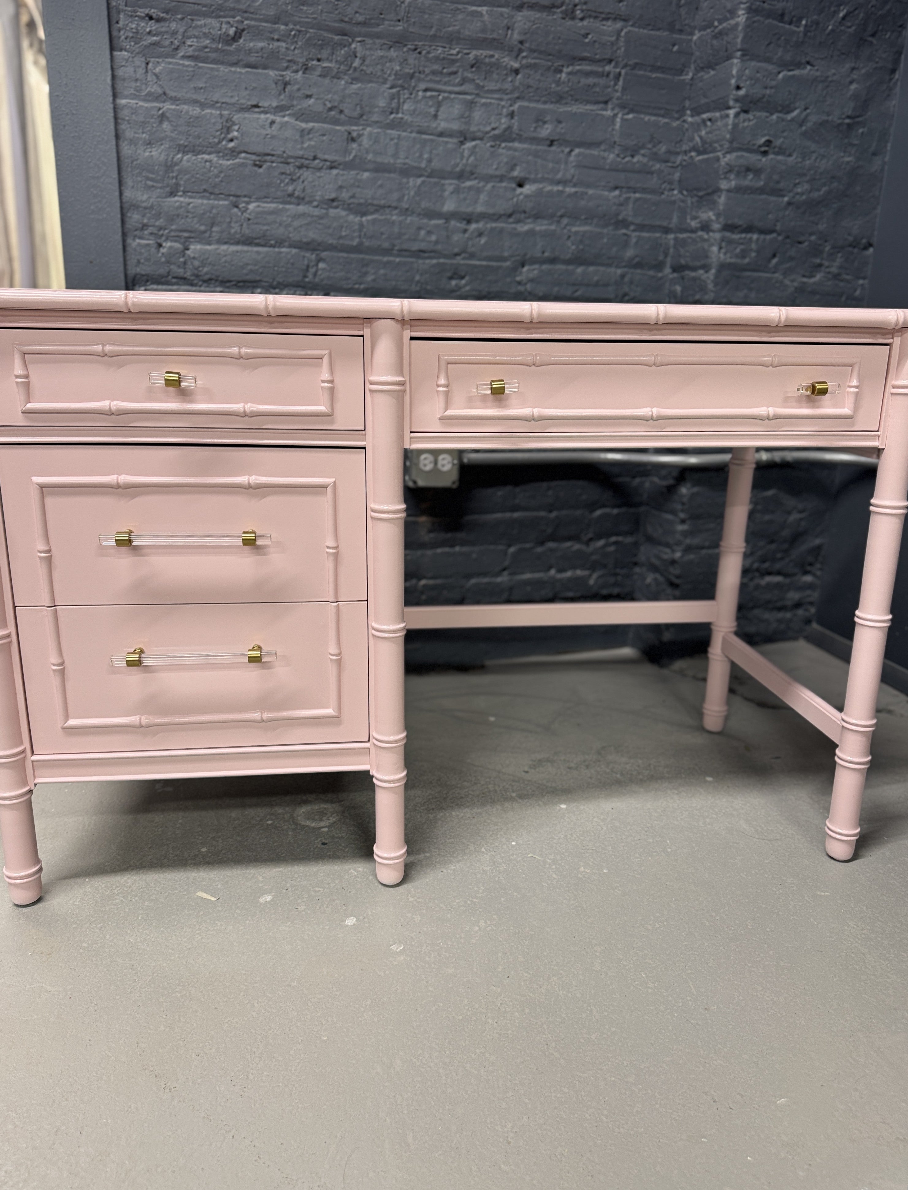 Rare Vintage Thomasville Faux Bamboo Desk & Chair - Ready to Ship!