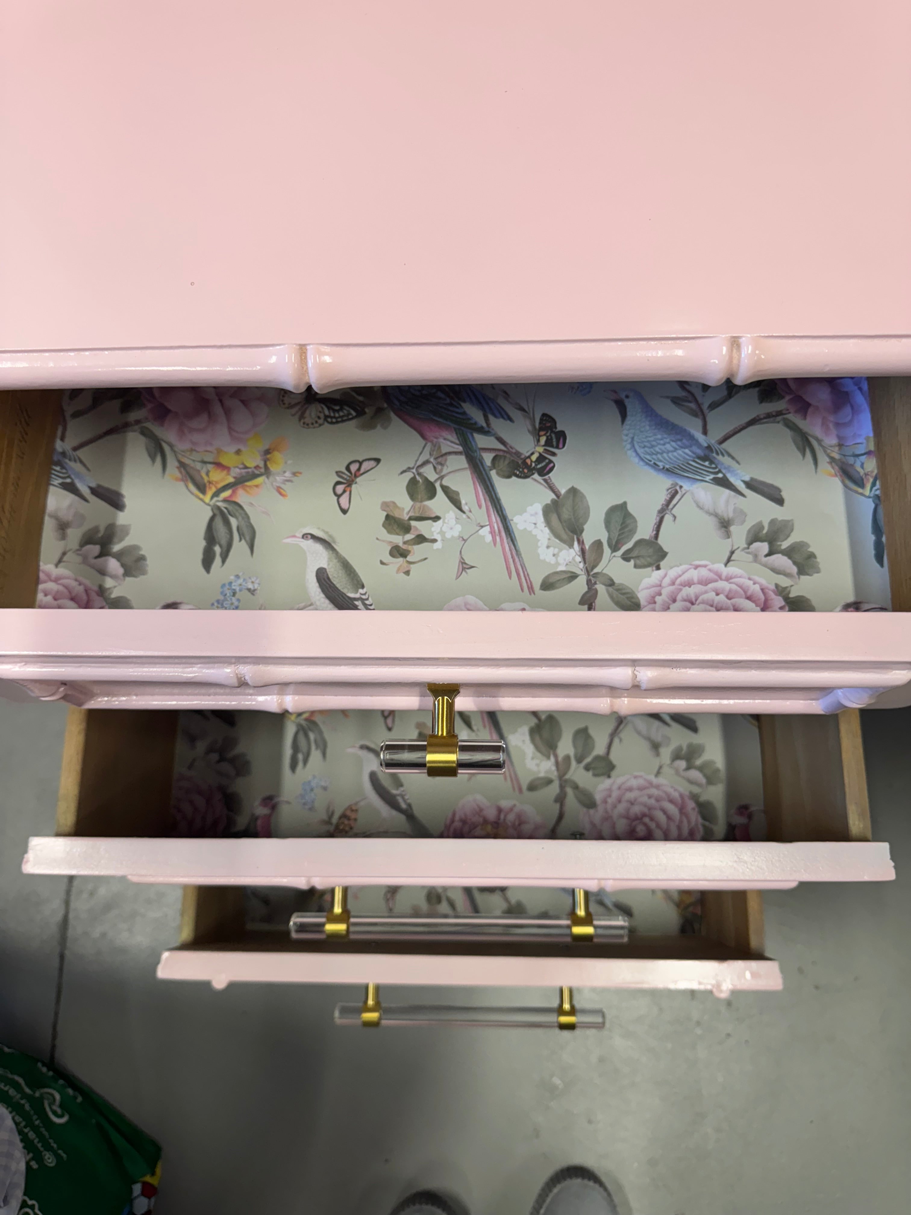 Vintage Thomasville Faux Bamboo Desk and Hutch - Lacquered in Pink
